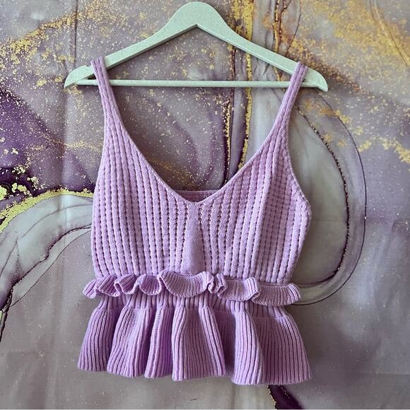 5/$30 Crochet Sweater Peplum Tank Top L - Picture 2 of 6